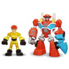 Optimus Prime and Heatwave robot figures each stand around 9 cm (3.5 inches) tall and have limited articulation.