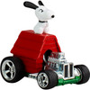 This casting depicts a hot rod shaped like Snoopy's trademark red kennel in the Peanuts franchise