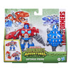 Transformers Dinobot Adventures Dinobot Defenders OPTIMUS PRIME and SCALE the Shield-Bot in packaging - Front of box