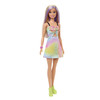 Barbie Fashionistas Doll 190 - Blonde with Purple Streaks wearing Multicolour Prism Romper & Yellow Sneakers