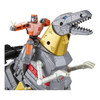 The figure comes with a non-converting Autobot Wheelie figure that can sit on the Grimlock action figure in both modes