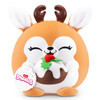 Every plush stuffed Snackle toy comes with their favourite snack. Frosty the Elk comes with Christmas Pudding