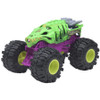 Designed in 1:24 scale with durable die-cast metal bodies, this oversized Skelesaurus Monster Truck is ready for outrageous action