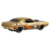 1970 Dodge Hemi Challenger in gold with black & orange racing stripes