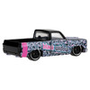 1983 Chevy Silverado in black, with pink and white "Black Widow" detailing