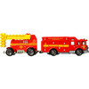 The Hazard Squad Fire Truck measures around 7.5 cm (3 inches) long. The MBX Mobile Light Truck Trailer measures around 6.8 cm (2.65 inches) long
