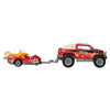 The Snow Thrasher Truck measures around 7.5 cm (3 inches) long. The MBX Snowmobile & Trailer measures around long