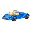 Morgan Plus Four in blue, with beige interior and black base