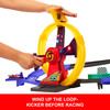 Wind up the loop-kicker, then lift to launch Lightning McQueen onto the set.