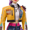 As seen on stage, Rumi doll wears a cropped yellow jacket with vibrant symbols and spiked shoulder pad. Her high waisted shorts feature a norigae charm, pairing perfectly with her platform boots