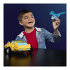 Transformers toy includes wings that double as swords, a spinning drill, and a battle mask. Pieces combine into a bee drone