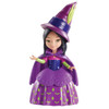 Lucinda doll measures around 8 cm (3 inch), or 10 cm if you measure to the top of her witches hat.