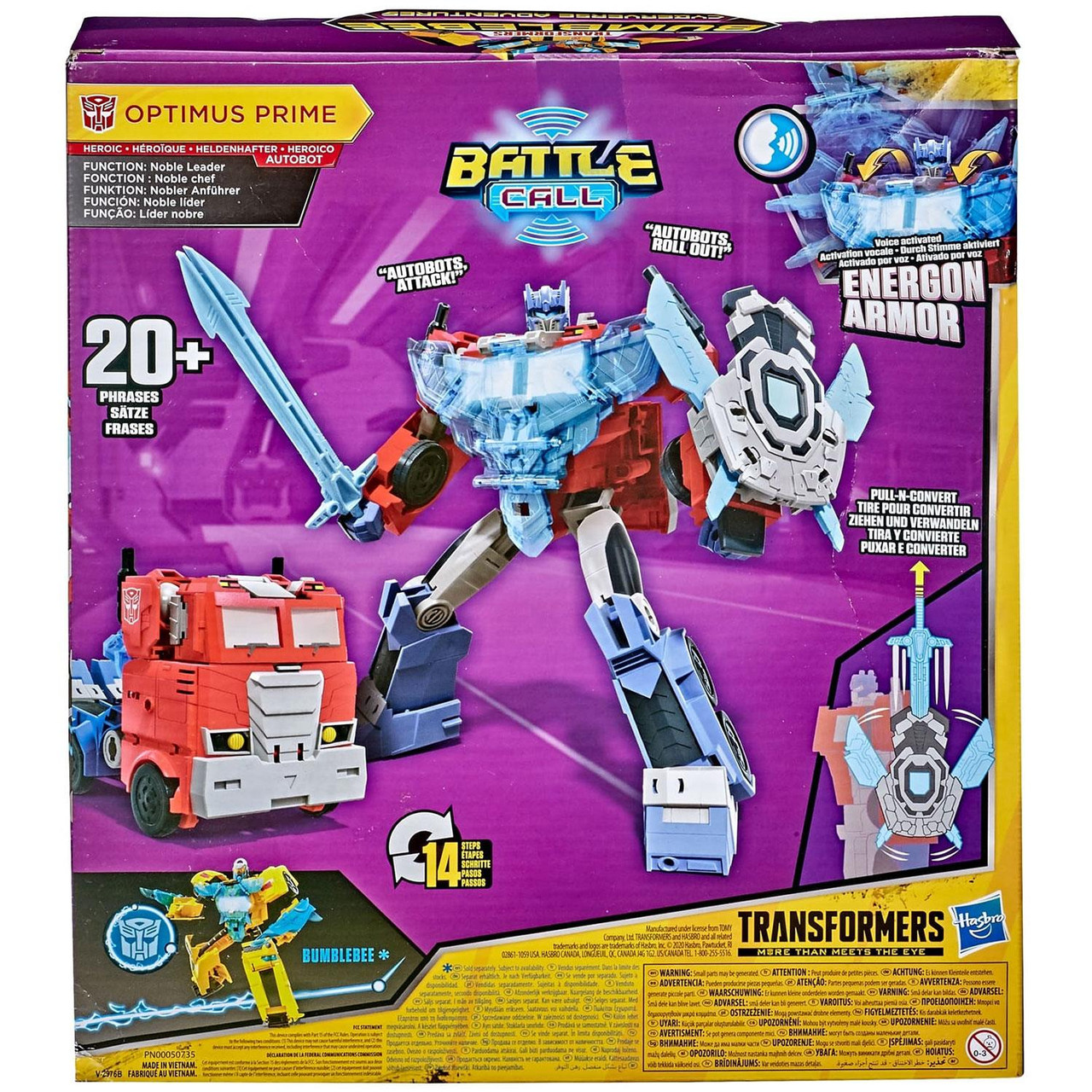 Transformers Bumblebee Cyberverse Adventures Battle Call Officer Class  OPTIMUS PRIME 10-inch Figure with Voice-Activated Lights & Sounds