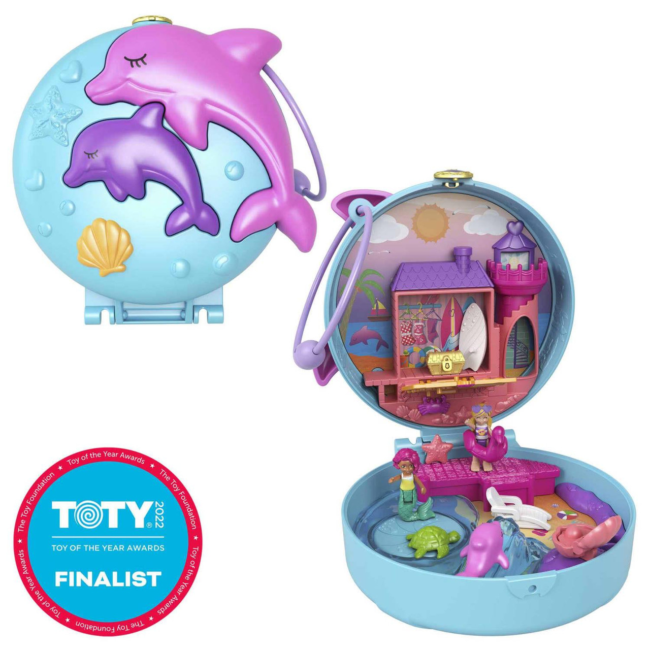 Polly Pocket Otter Aquarium Compact Playset with 2 Micro Dolls