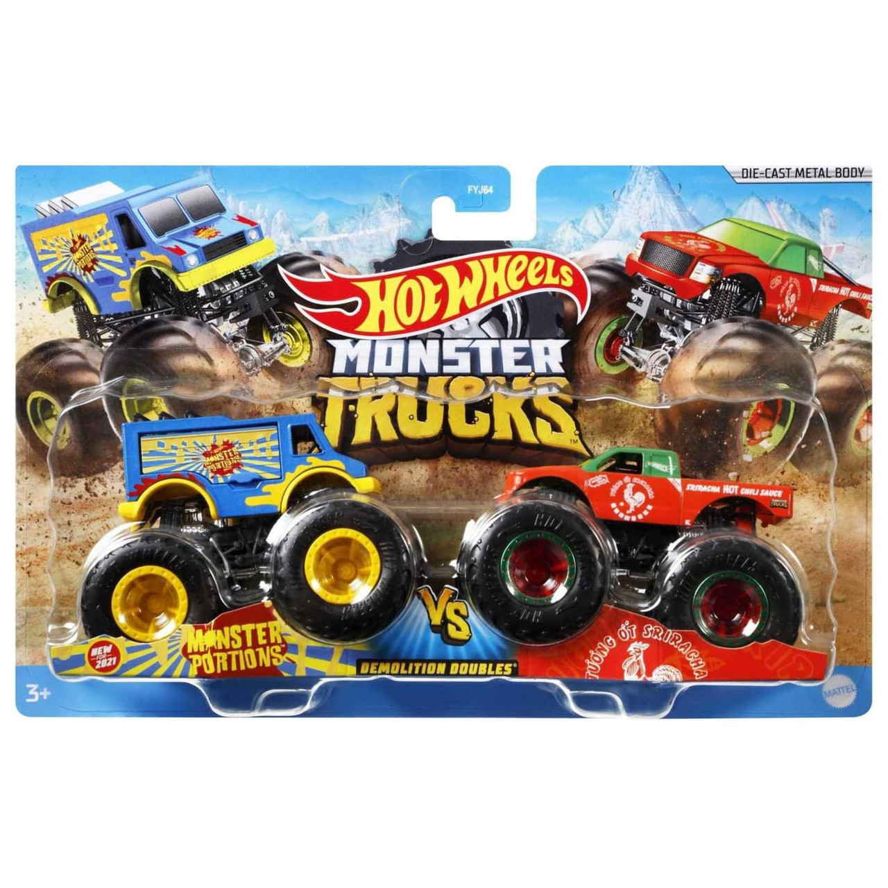 Hot Wheels - Monster Trucks 1:64 Scale 2-Packs FYJ64 – The