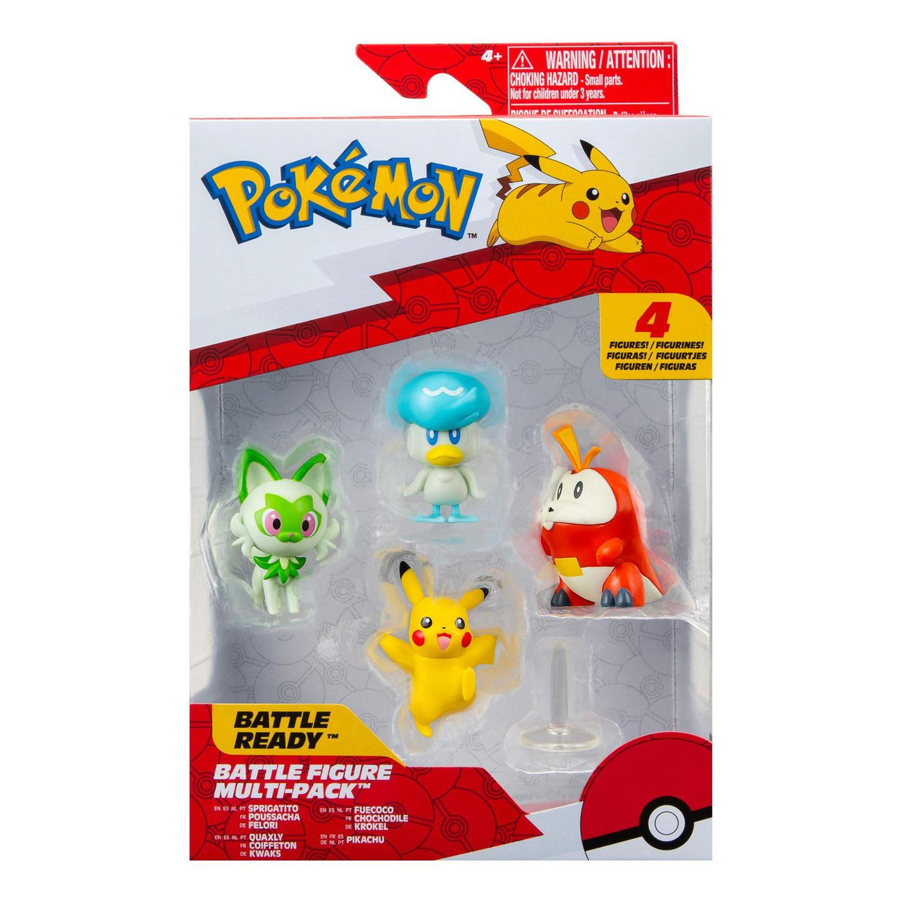 Pokemon Battle Figure 4-Pack - PIKACHU, SPRIGATITO, QUAXLY, & FUECOCO