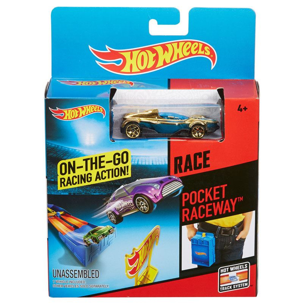 Hot Wheels POCKET RACEWAY Track Set with 1:64 Scale Die-Cast