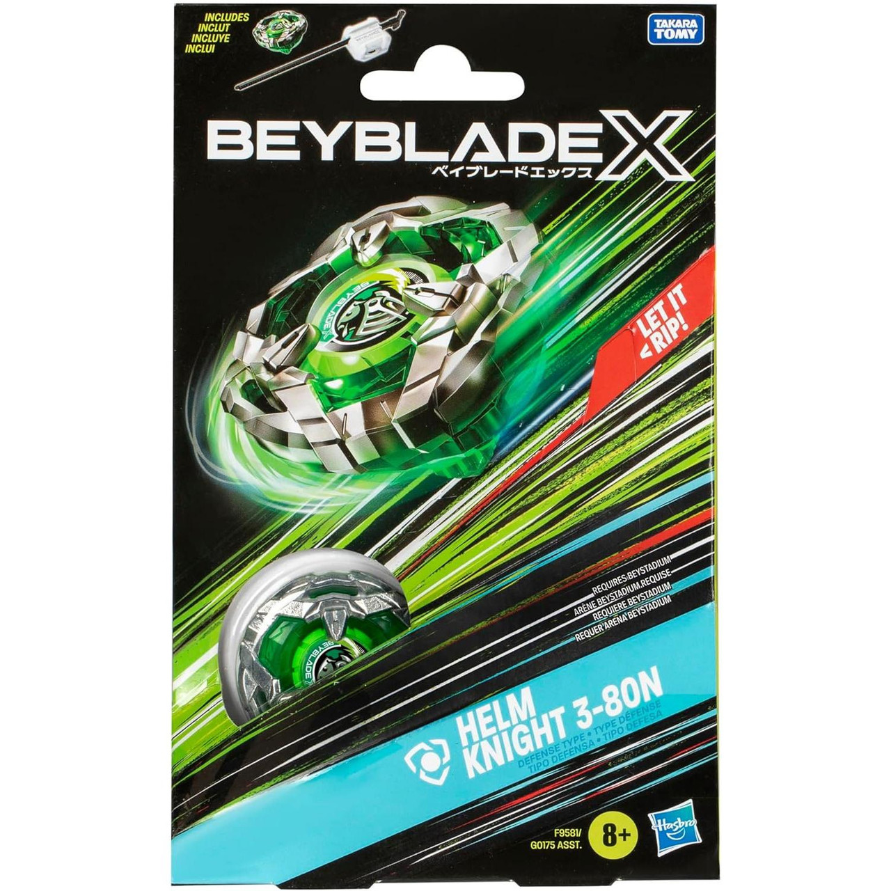 Beyblade X HELM KNIGHT 3-80N Starter Pack with Defense Type Top