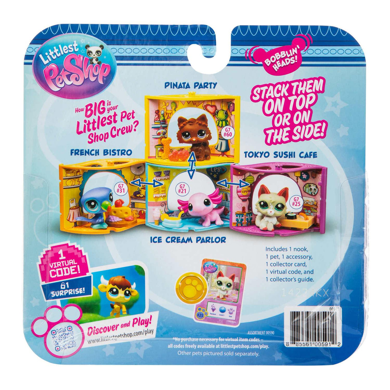 Littlest Pet Shop Series 1: #25 PERSIAN WOLF CAT with TOKYO SUSHI