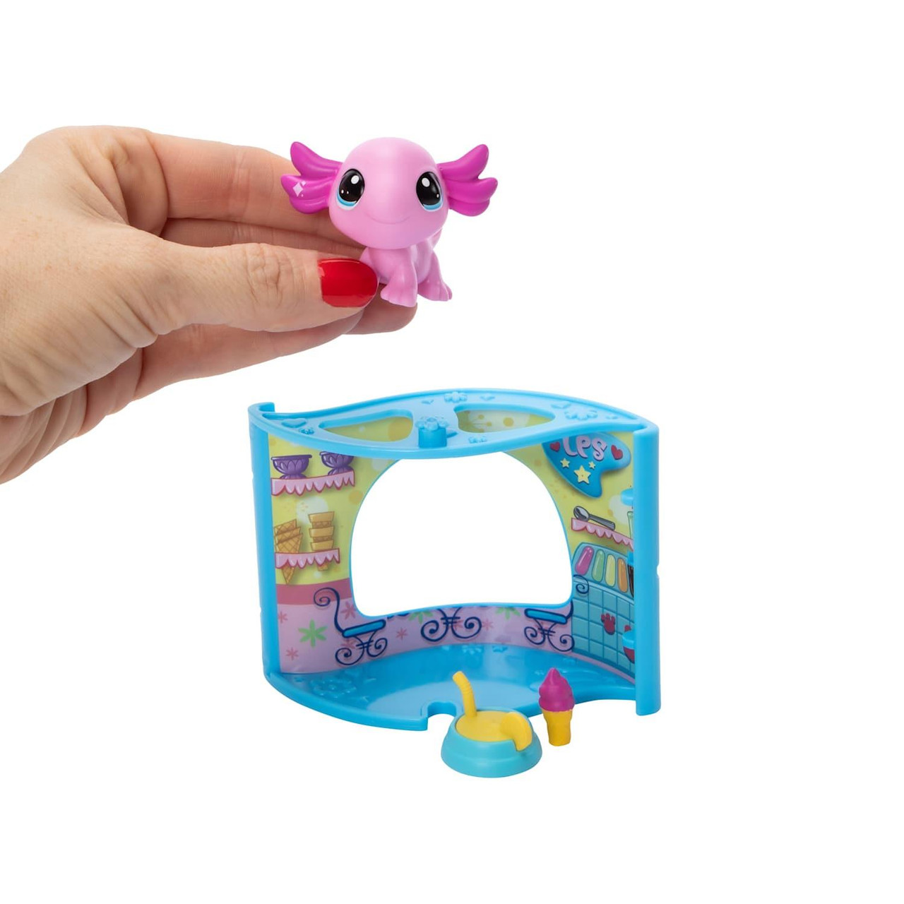 Littlest Pet Shop Series 1: #21 AXOLOTL with ICE CREAM PARLOUR Pet