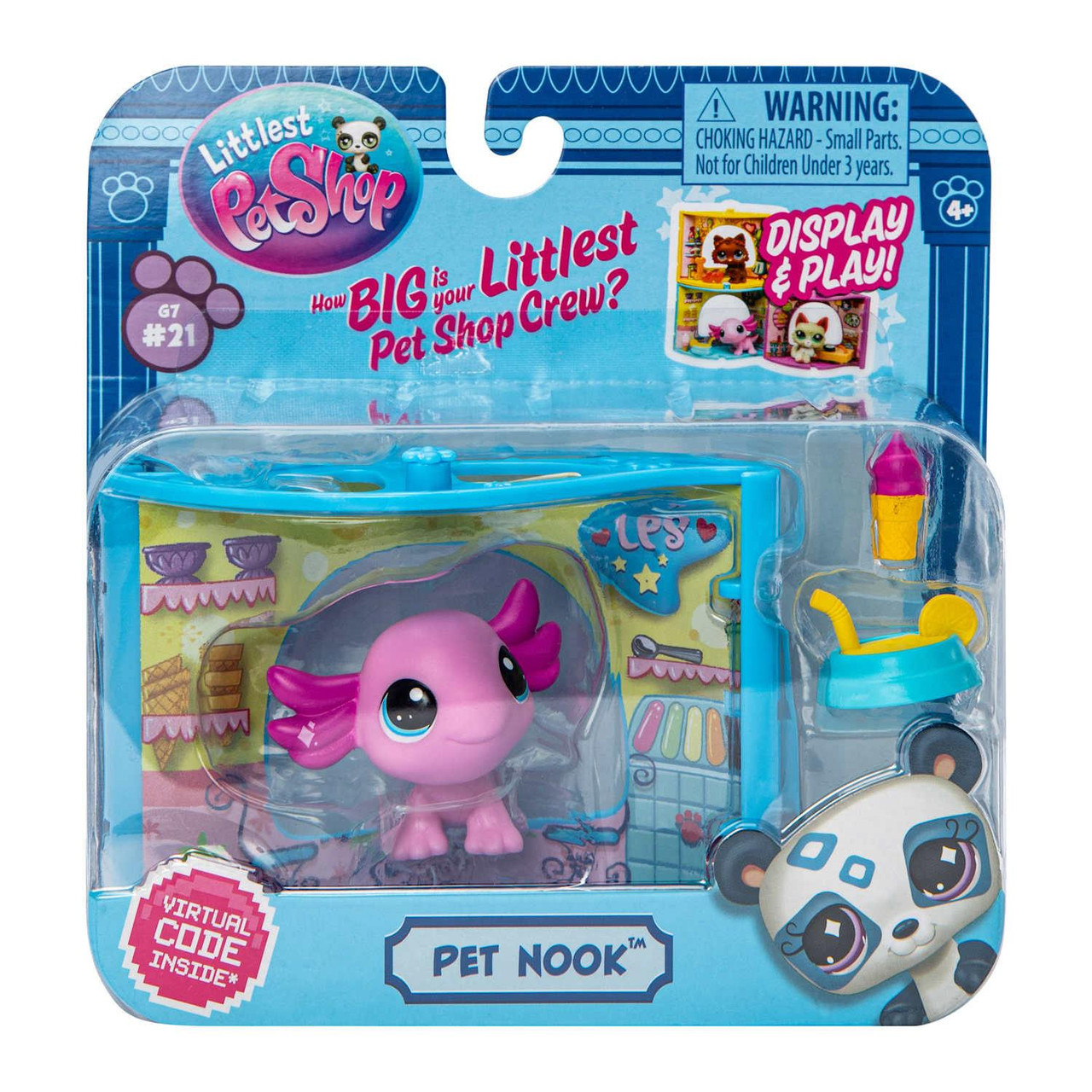 Littlest Pet Shop Series 1: #21 AXOLOTL with ICE CREAM PARLOUR Pet