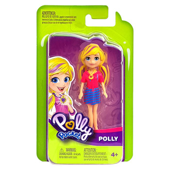 Polly Pocket 9cm POLLY Doll (Blue Stripe Skirt) in packaging.