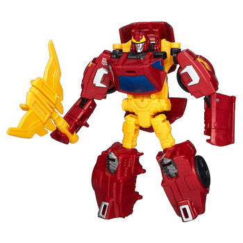 2-in-1 Rodimus figure transformers from sports car to robot.