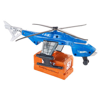 Pick up the orange shipping container with the Super S.W.A.T. Copter.