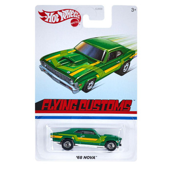 Hot Wheels Flying Customs '68 NOVA 1:64 Scale Die-cast Vehicle in packaging.