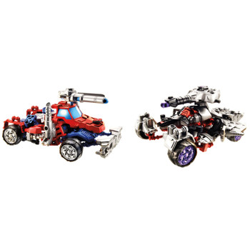 2-in-1 Optimus Prime & Megatron Construct-Bots figures can be built as robots or vehicles.