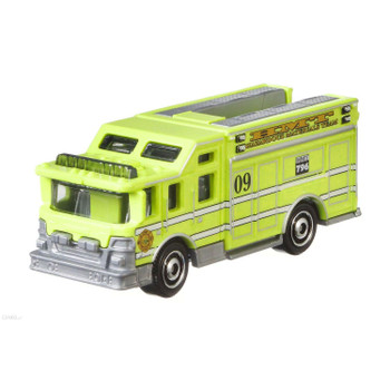 The Matchbox Hazard Squad emergency vehicle of fictional design with a neon yellow deco