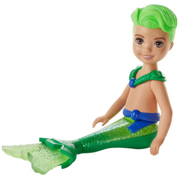 This adorable 6.5-inch (16 cm) doll merboy doll celebrates the colour green with a bright, fairytale-inspired look and vibrant green hair.