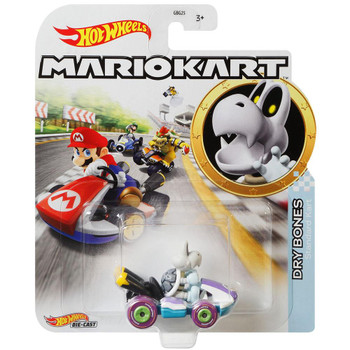 Hot Wheels Mario Kart DRY BONES (Standard Kart) 1:64 Scale Replica Die-Cast Vehicle in packaging.