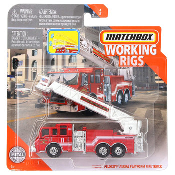 Matchbox Real Working Rigs - Pierce Velocity Aerial Platform Fire Truck (San Diego Fire-Rescue) in packaging.