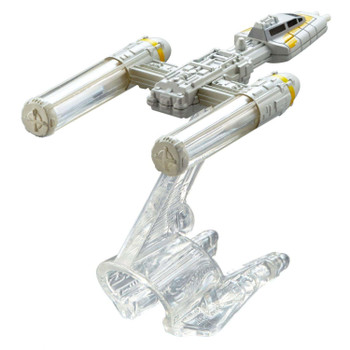 The Y-Wing Fighter starship measures around 9.5 cm (3.5 inches) in length and comes with Flight Navigator display stand.