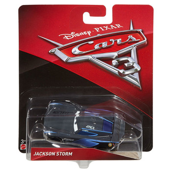Disney Pixar Cars 3: JACKSON STORM 1:55 Scale Die-Cast Vehicle in packaging.