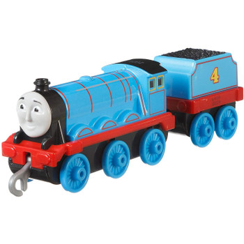 Durable, push along engine with die-cast metal and plastic parts.