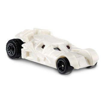 The Dark Knight Batmobile in pearlescent white with purple windows.
