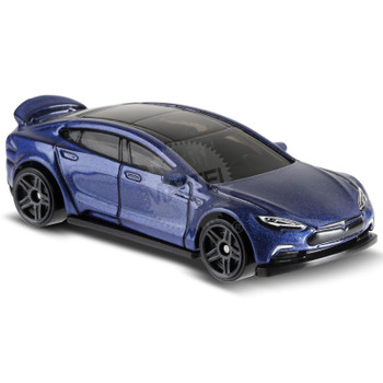 Hot Wheels Tesla Model S in blue.
