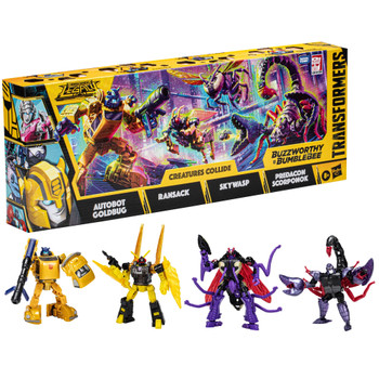 Goldbug finds himself facing villainous enemies from an alternate universe! The Decepticons and Predacons have teamed up to defeat Goldbug in an epic creature collision!