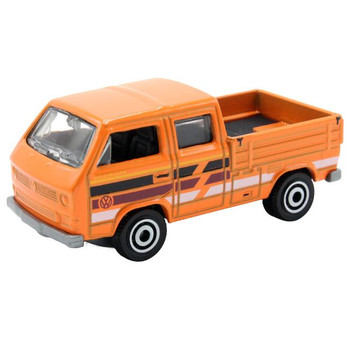 Authentically styled Volkswagen Transporter Crew Cab in orange by Matchbox.