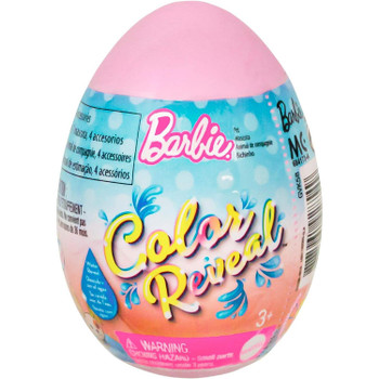 With 5 surprises in 1 package, the Barbie® Color Reveal™ pets deliver all kinds of delight! Each colourful pet set comes in an Easter egg container that's easy to open and close -- what's inside? Start the experience by opening the egg to find 4 bags with hidden contents.