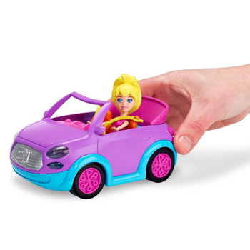 Place Polly doll - included! - in the driver's seat and push. As the car rolls along, Polly doll bounces in her seat for a real joy ride!