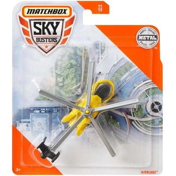 Matchbox Sky Busters AIRBLADE (Yellow Air Taxi) Die-cast Aircraft in packaging.