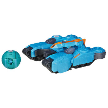 Mini-Con Deployers Overload figure converts in 10 steps from 5.5-inch (14 cm) robot to tank mode.