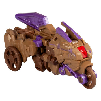 Transformers action figure converts from rock creature toy to motorcycle toy in 10 steps