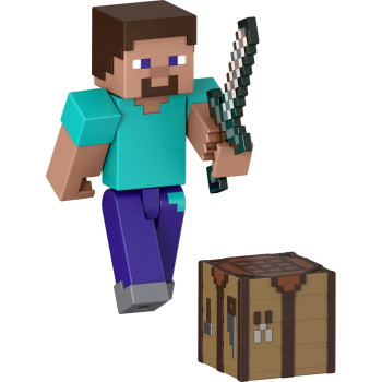 Minecraft STEVE (with Crafting Table & Sword) 3.25-inch Action Figure