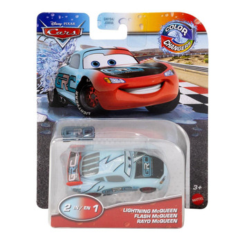 Disney Pixar Cars Colour Changers: GRC LIGHTNING McQUEEN 1:55 Scale Vehicle in packaging.