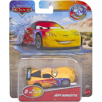 Disney Pixar Cars Colour Changers: JEFF GORVETTE 1:55 Scale Vehicle in packaging