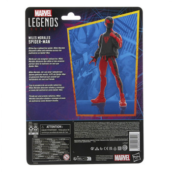Marvel Legends Series Spider-Man Retro Collection 6-Inch MILES MORALES SPIDER-MAN Action Figure in packaging - Back of Card